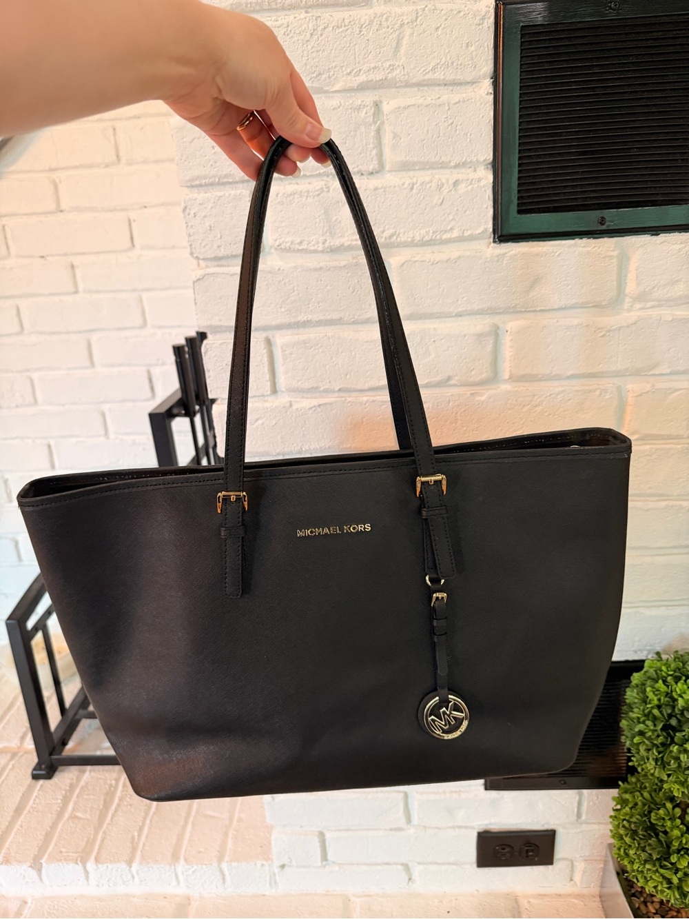 Michael Kors Black Tote with Gold Hardware
